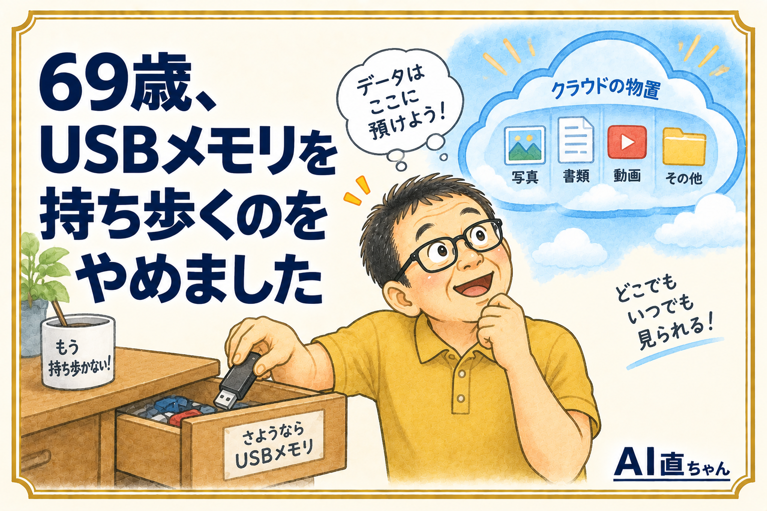 69歳、USBメモリを持ち歩くのをやめました