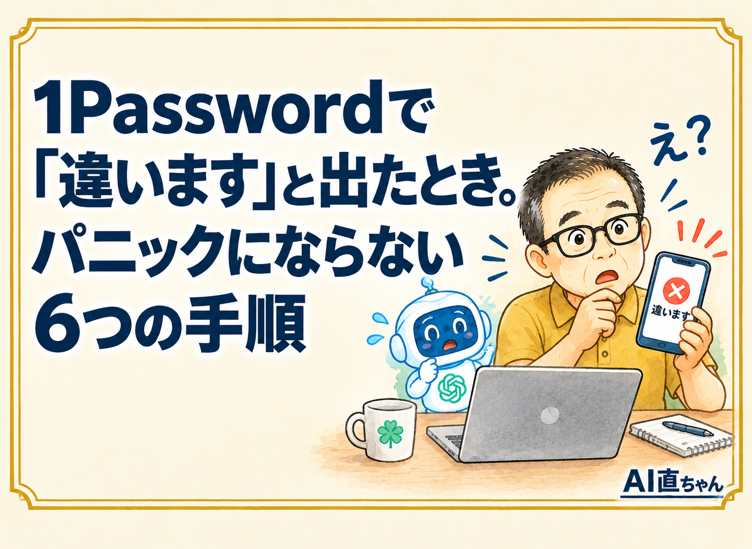 1Passwordで「違います」と出たとき。パニックにならない6つの手順