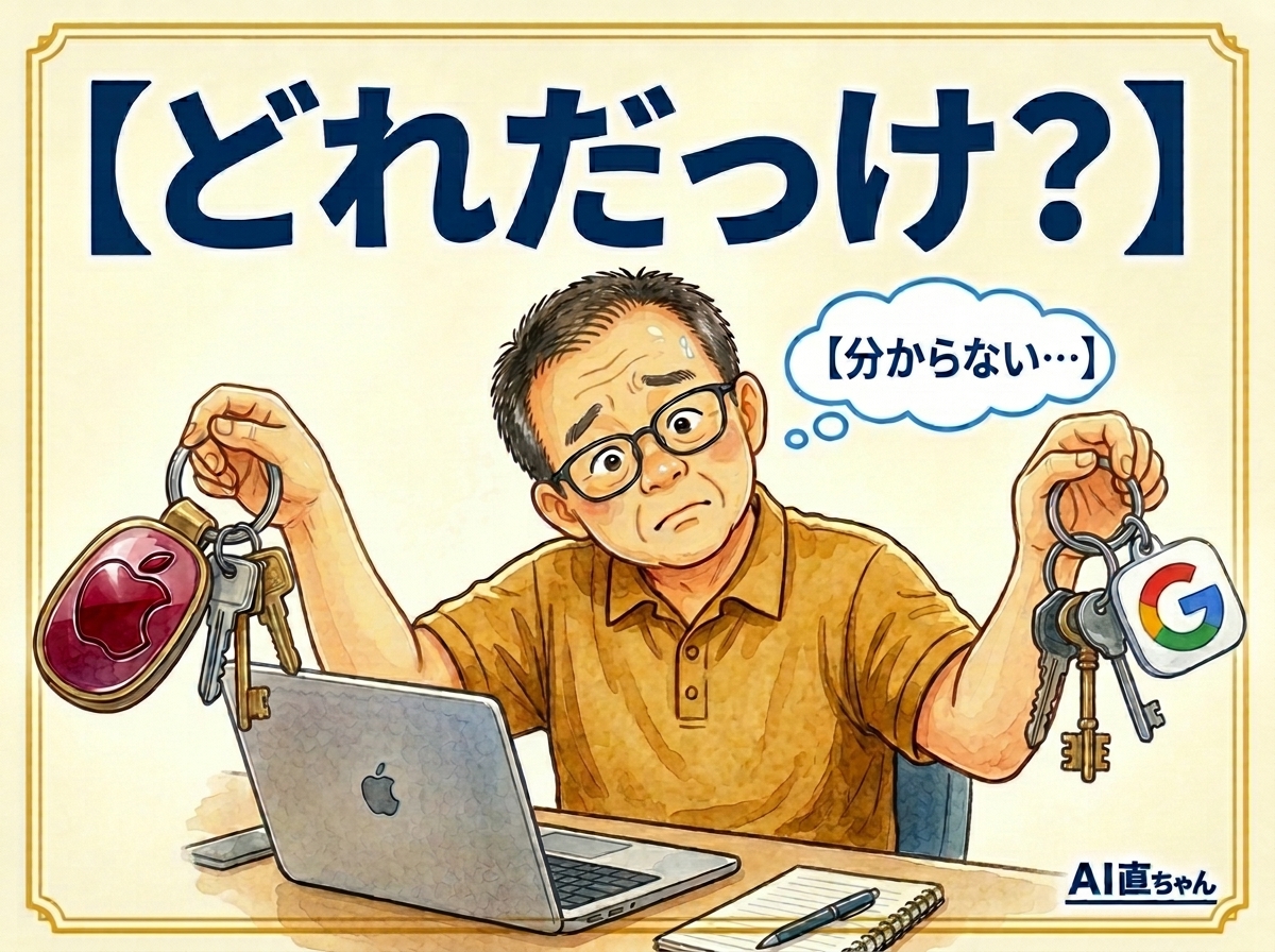 69歳、「Appleでサインイン」「Googleでログイン」の一覧を見てみました